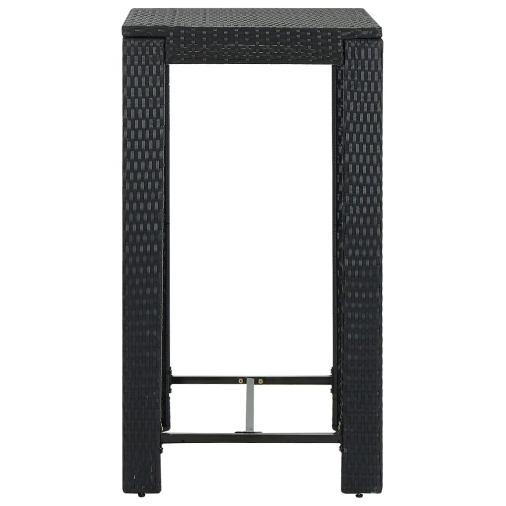 5 Piece Garden Bar Set with Cushions Poly Rattan Black