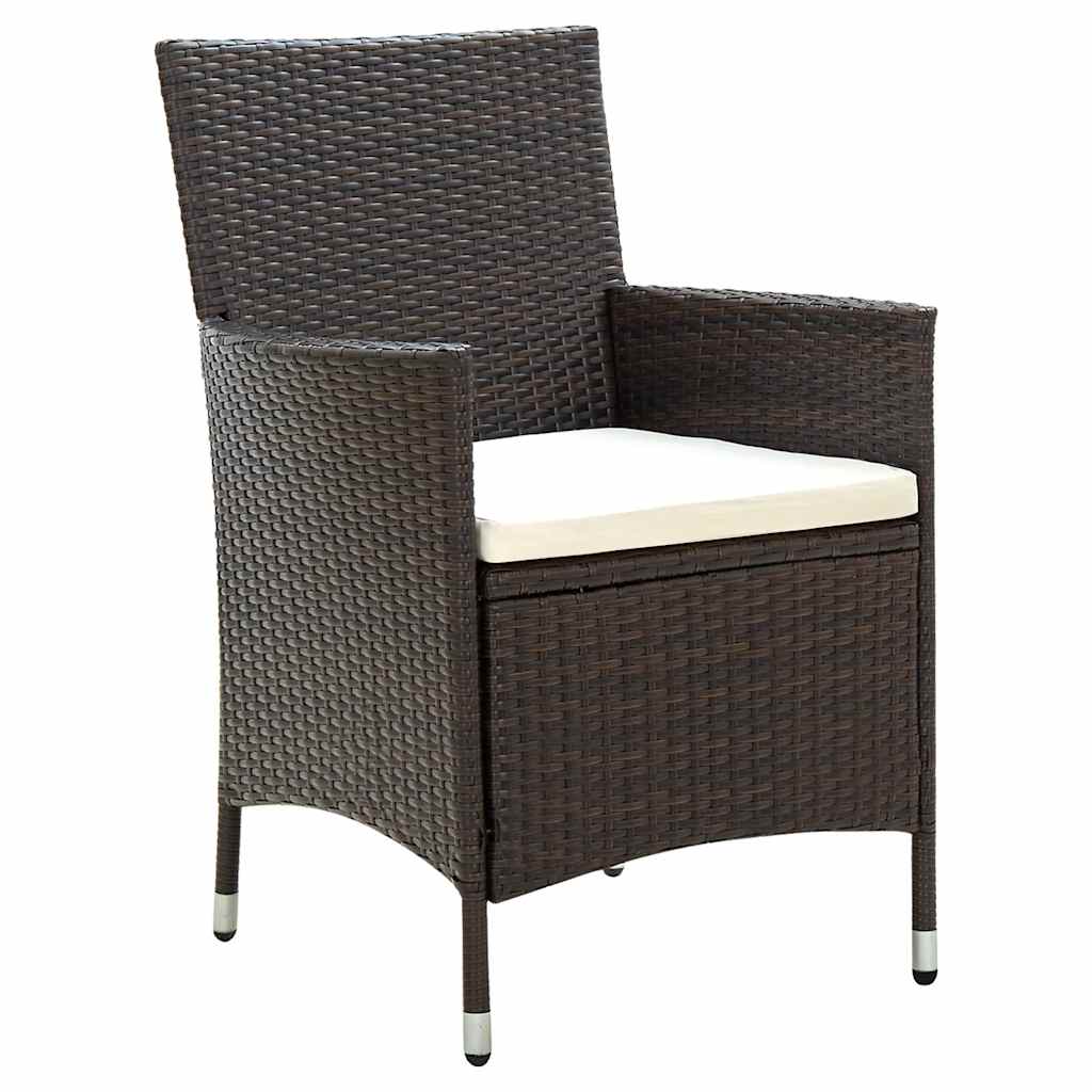 9 Piece Outdoor Dining Set with Cushions Poly Rattan Brown
