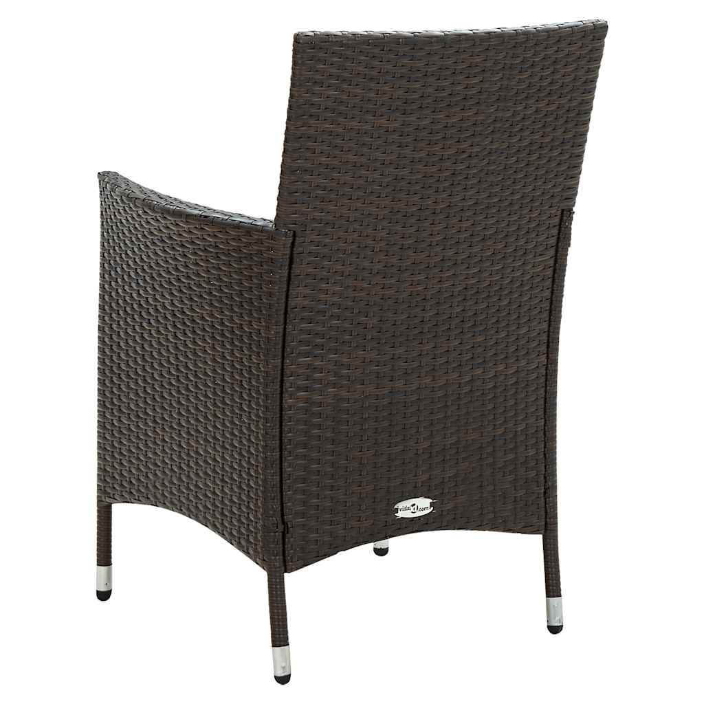 9 Piece Outdoor Dining Set with Cushions Poly Rattan Brown