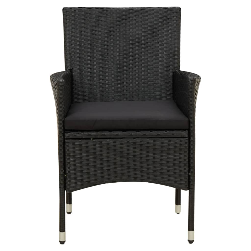 7 Piece Outdoor Dining Set with Cushions Poly Rattan Black