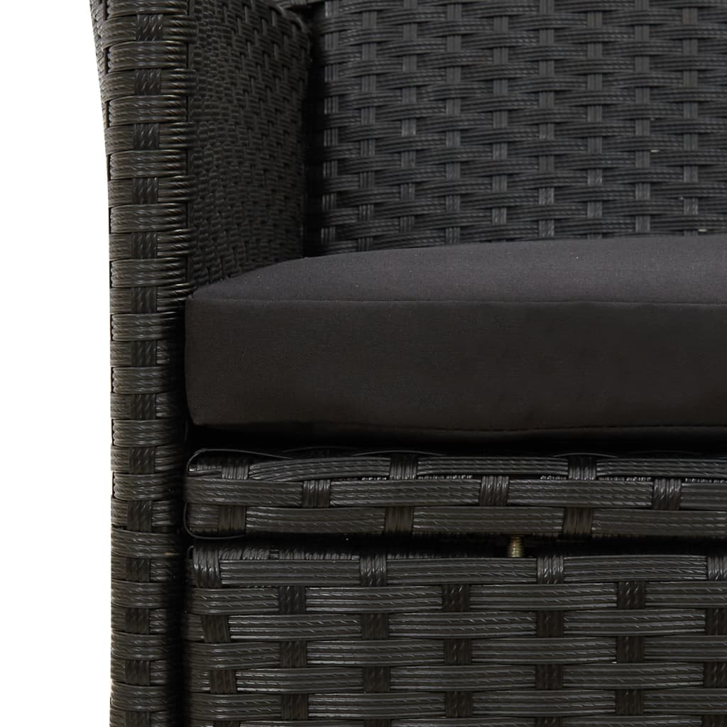 9 Piece Outdoor Dining Set with Cushions Poly Rattan Black