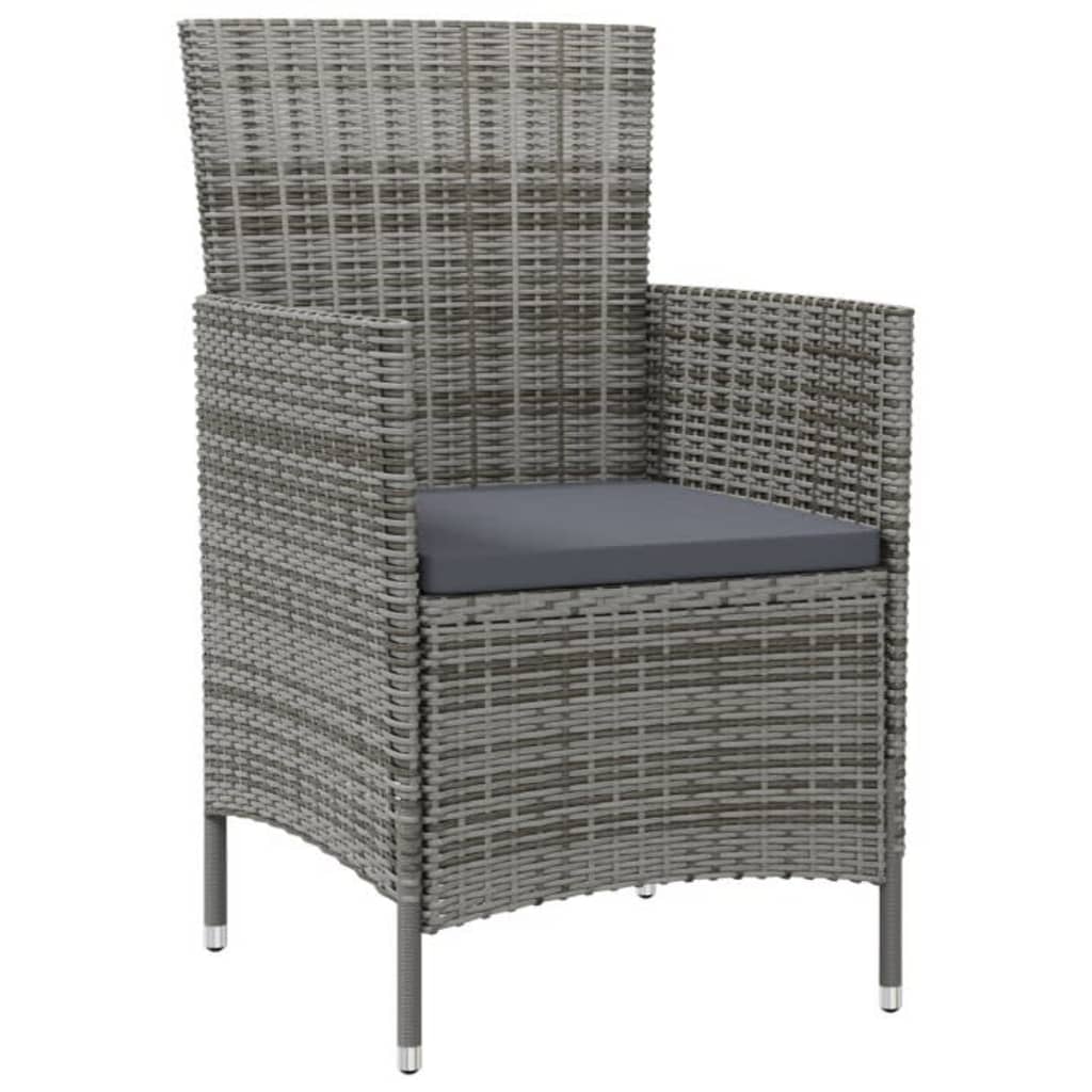 5 Piece Outdoor Dining Set with Cushions Poly Rattan Grey
