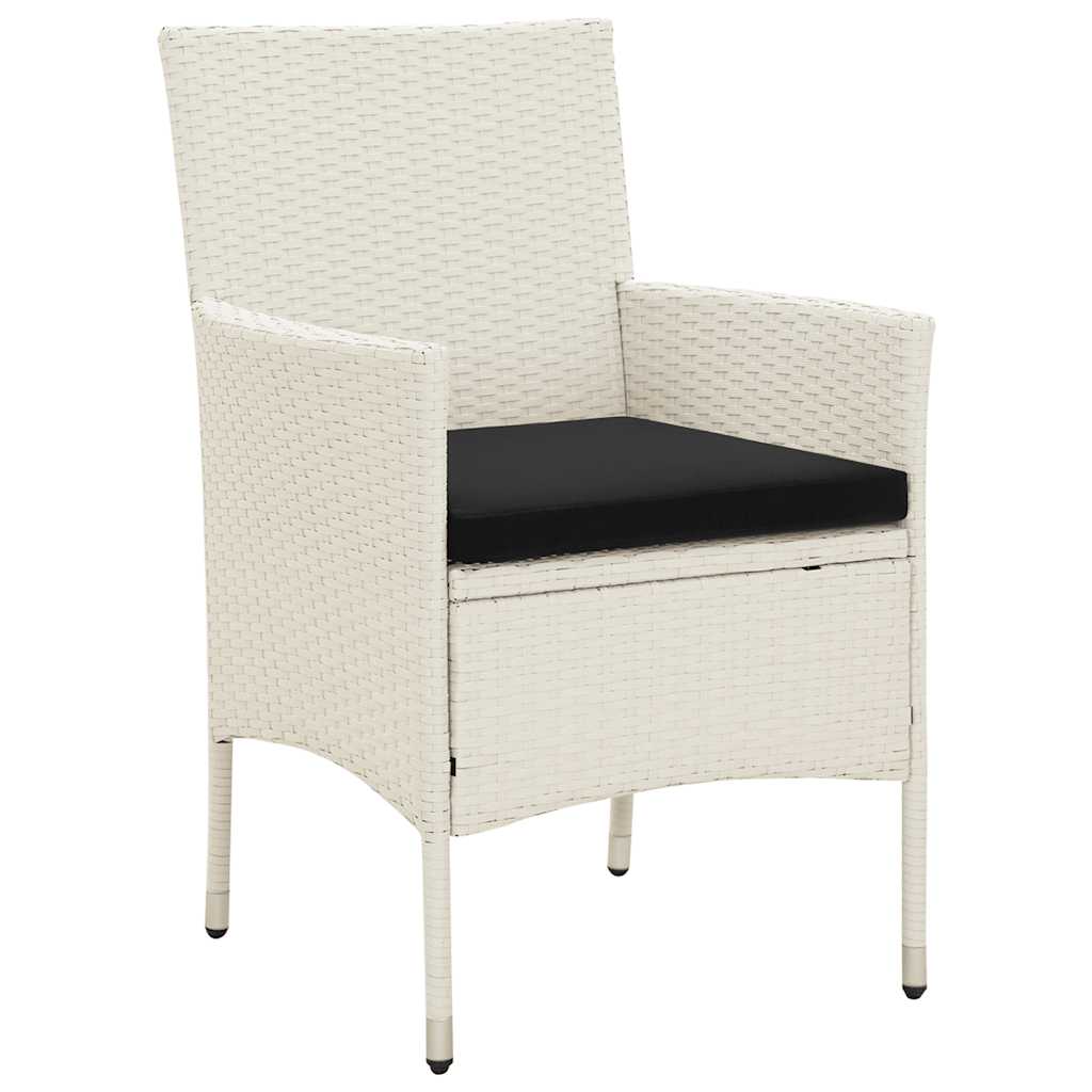 3 Piece Outdoor Dining Set with Cushions Poly Rattan White