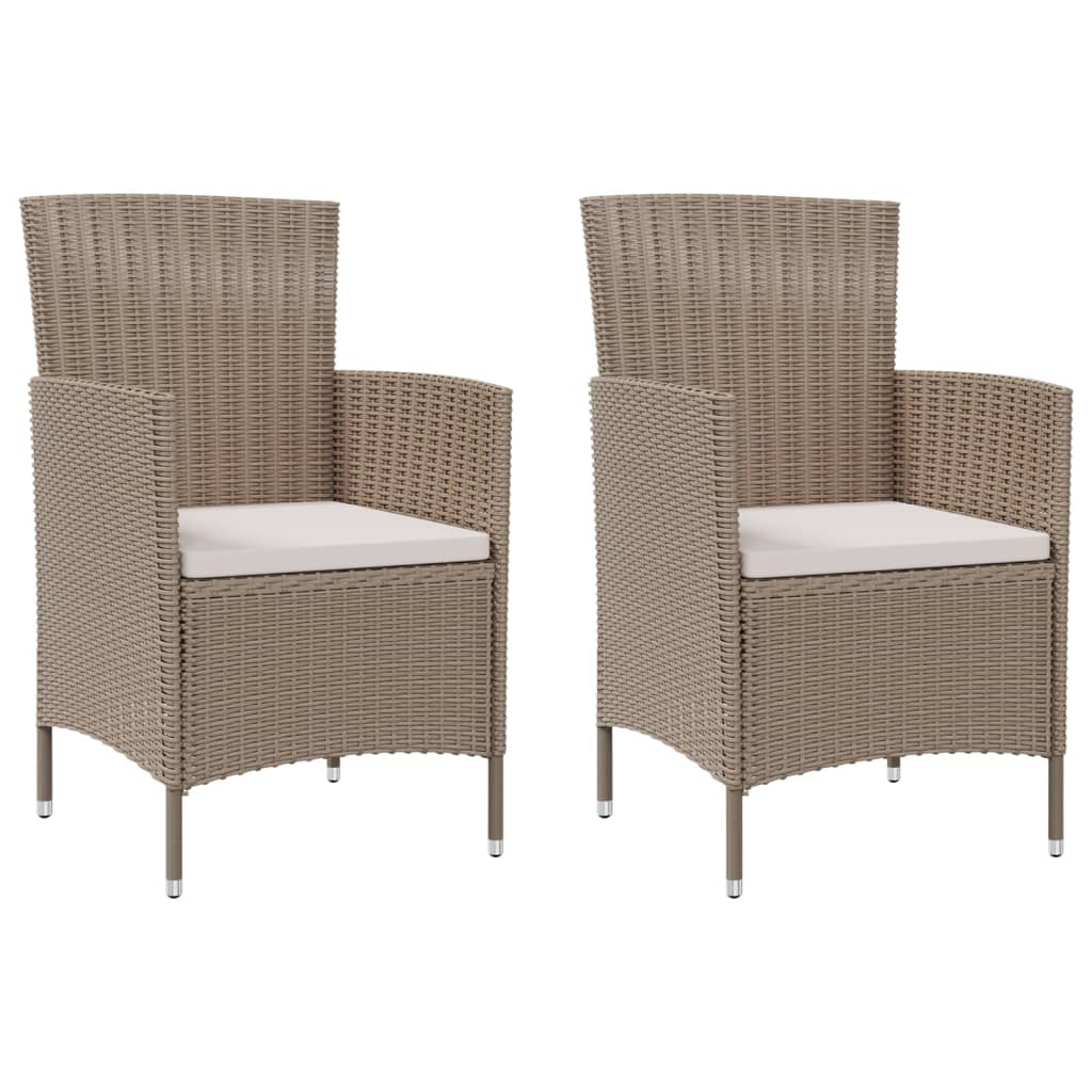 3 Piece Outdoor Dining Set with Cushions Poly Rattan Beige