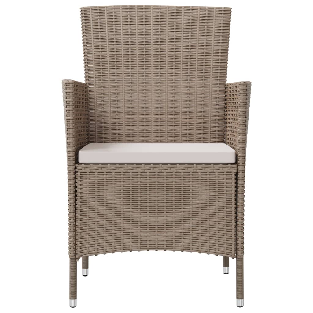 3 Piece Outdoor Dining Set with Cushions Poly Rattan Beige
