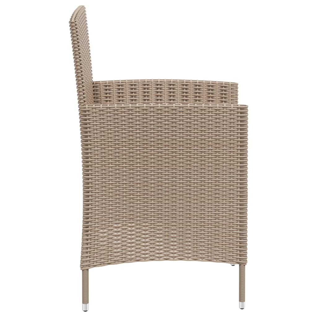 3 Piece Outdoor Dining Set with Cushions Poly Rattan Beige