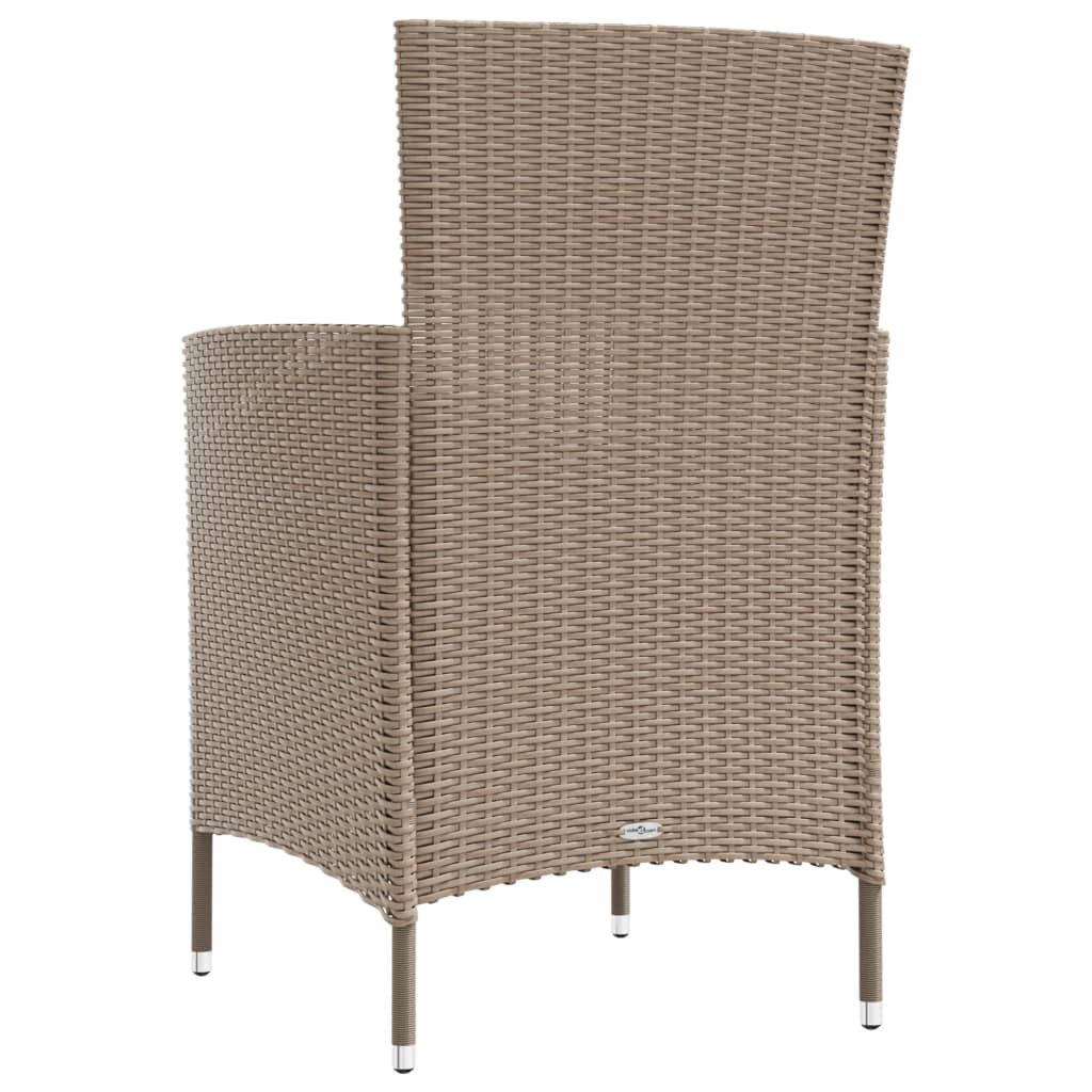 3 Piece Outdoor Dining Set with Cushions Poly Rattan Beige
