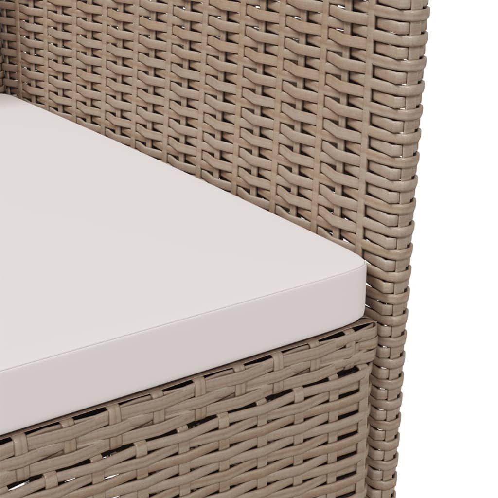 3 Piece Outdoor Dining Set with Cushions Poly Rattan Beige