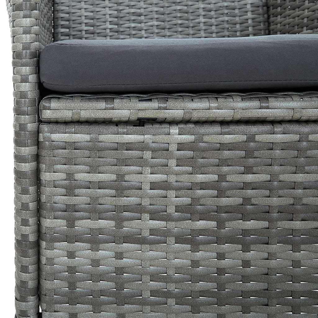 5 Piece Outdoor Dining Set with Cushions Poly Rattan Grey