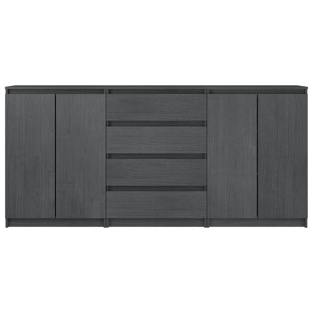 Side Cabinets 3 pcs Grey Solid Pinewood