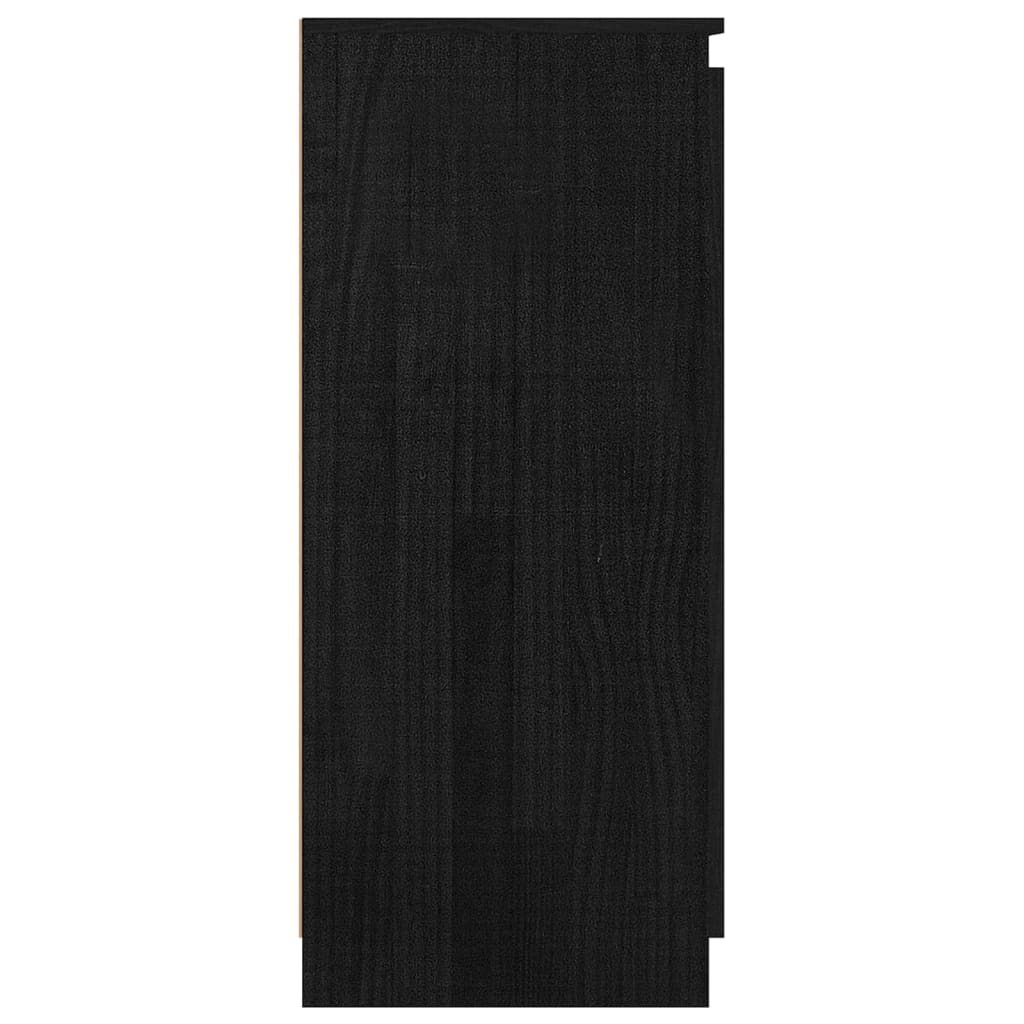 Side Cabinets 3 pcs Black Solid Pinewood