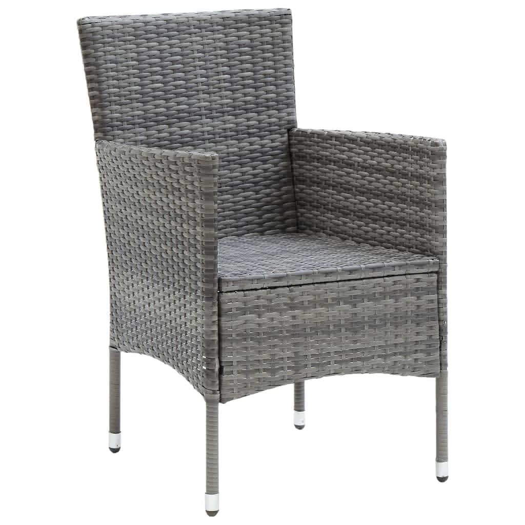 5 Piece Garden Dining Set with Cushions Poly Rattan Grey