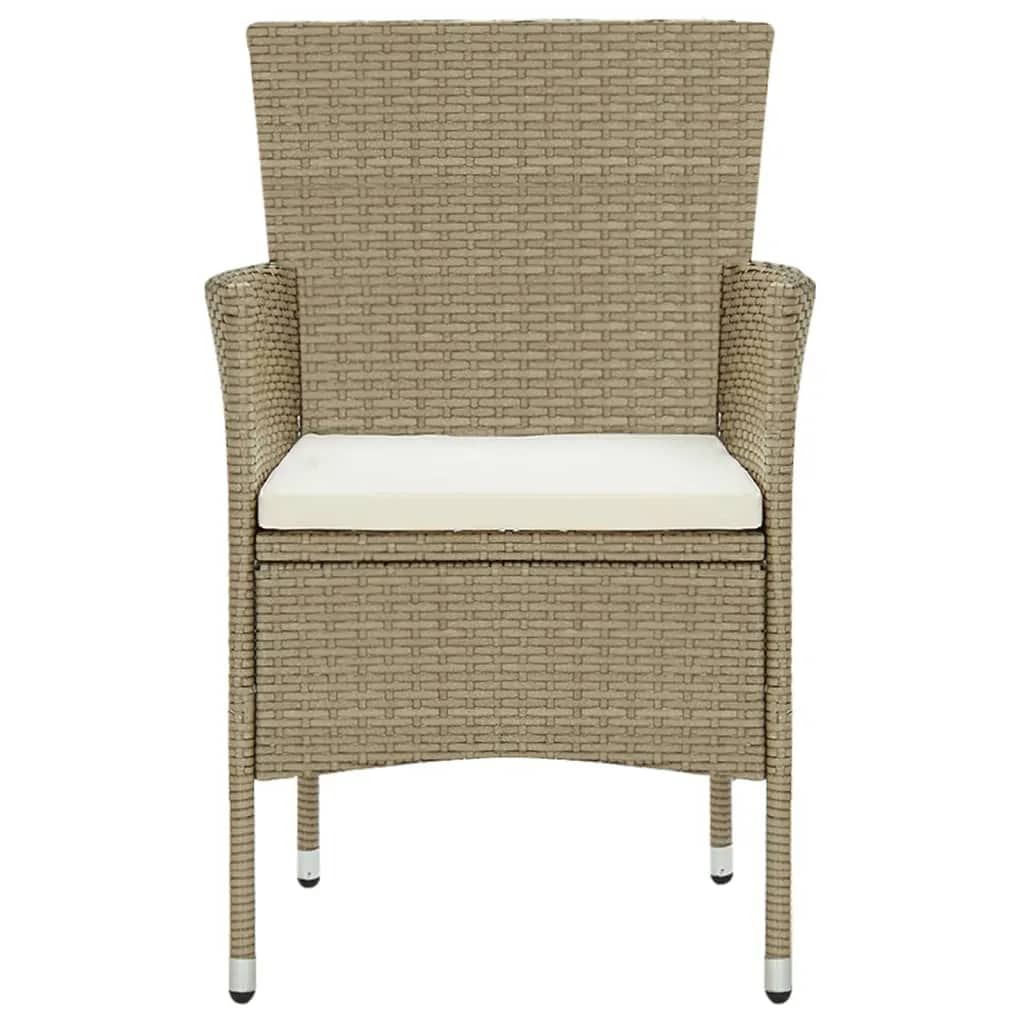 5 Piece Garden Dining Set with Cushions Poly Rattan Beige
