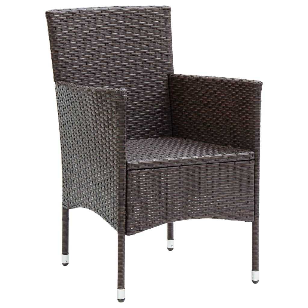5 Piece Garden Dining Set with Cushions Poly Rattan Brown