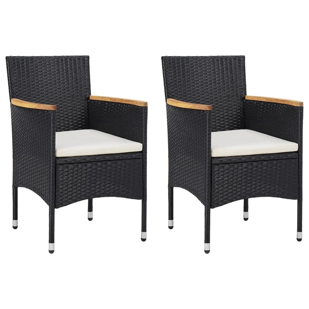 3 Piece Garden Dining Set with Cushions Poly Rattan Black