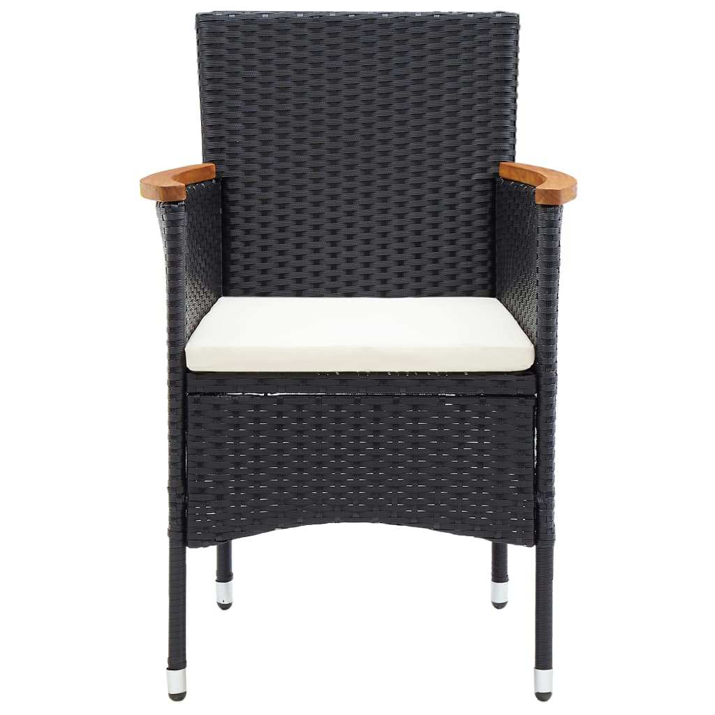 3 Piece Garden Dining Set with Cushions Poly Rattan Black