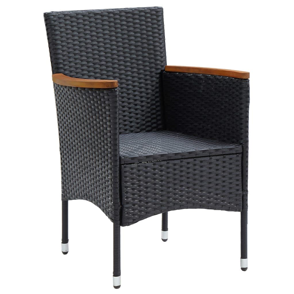 3 Piece Garden Dining Set with Cushions Poly Rattan Black