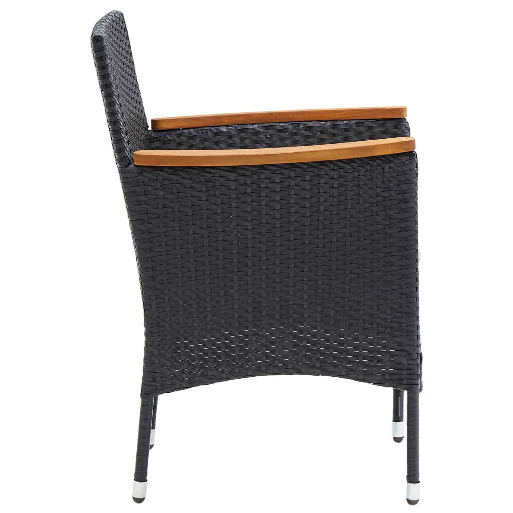 3 Piece Garden Dining Set with Cushions Poly Rattan Black