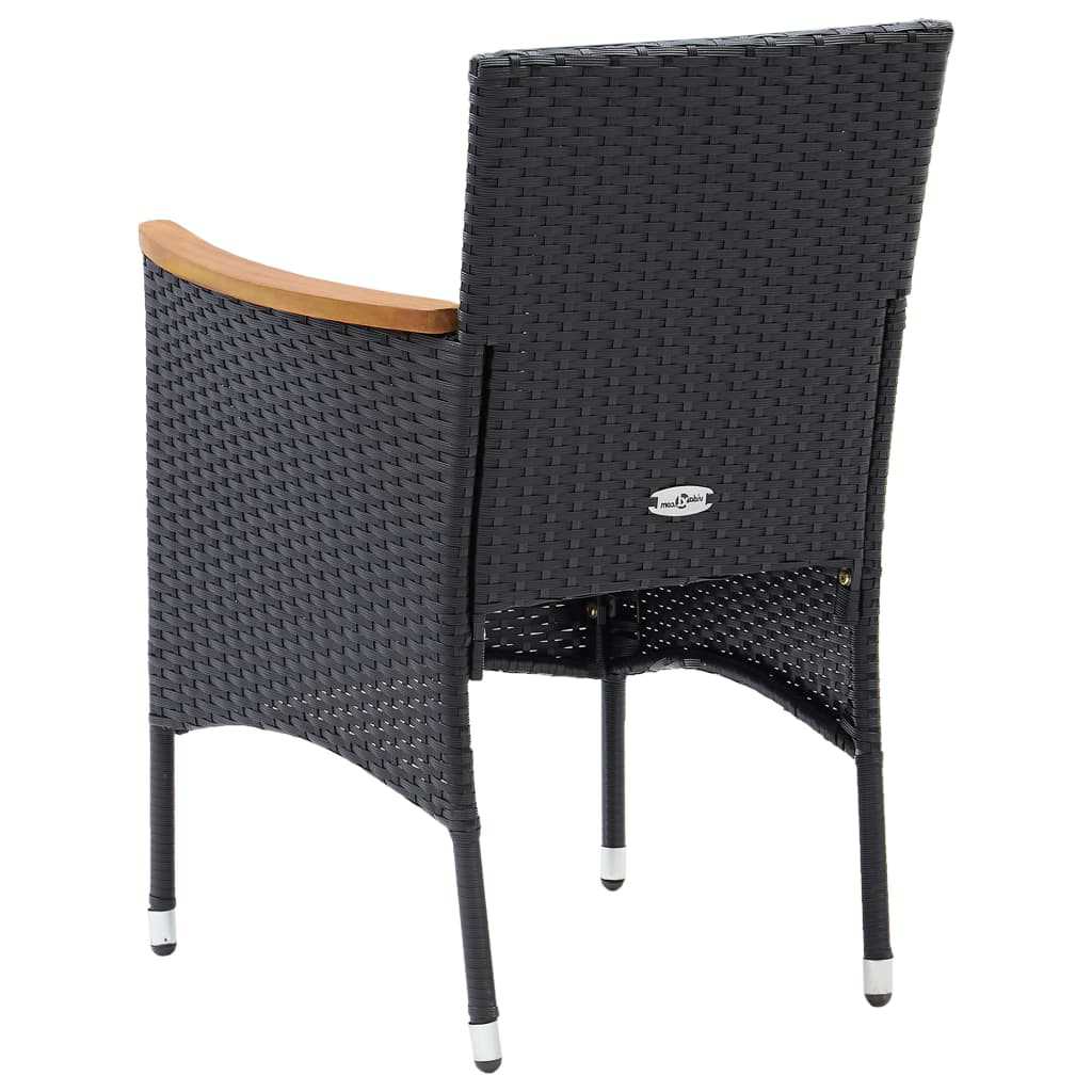 3 Piece Garden Dining Set with Cushions Poly Rattan Black