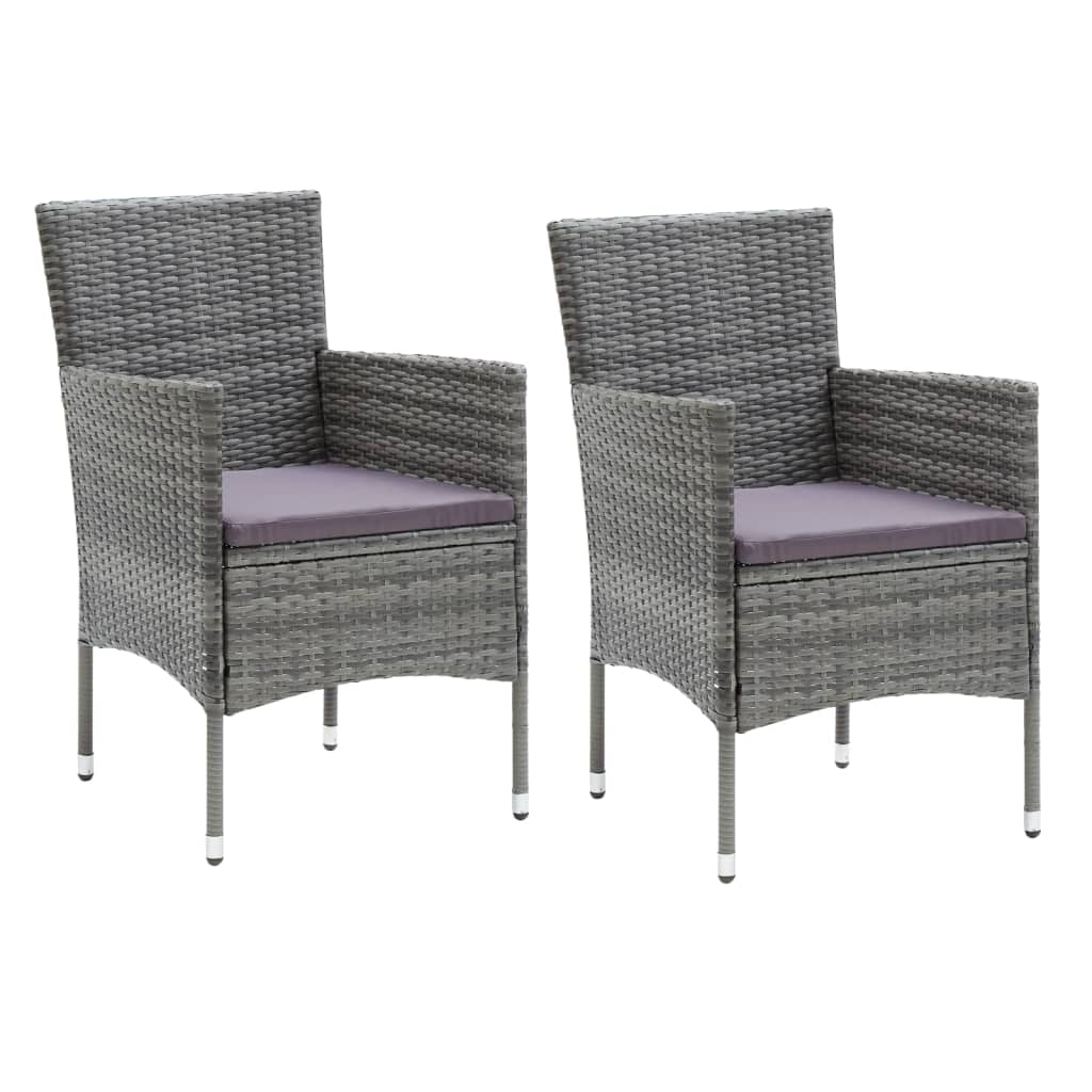 3 Piece Garden Dining Set with Cushions Poly Rattan Grey