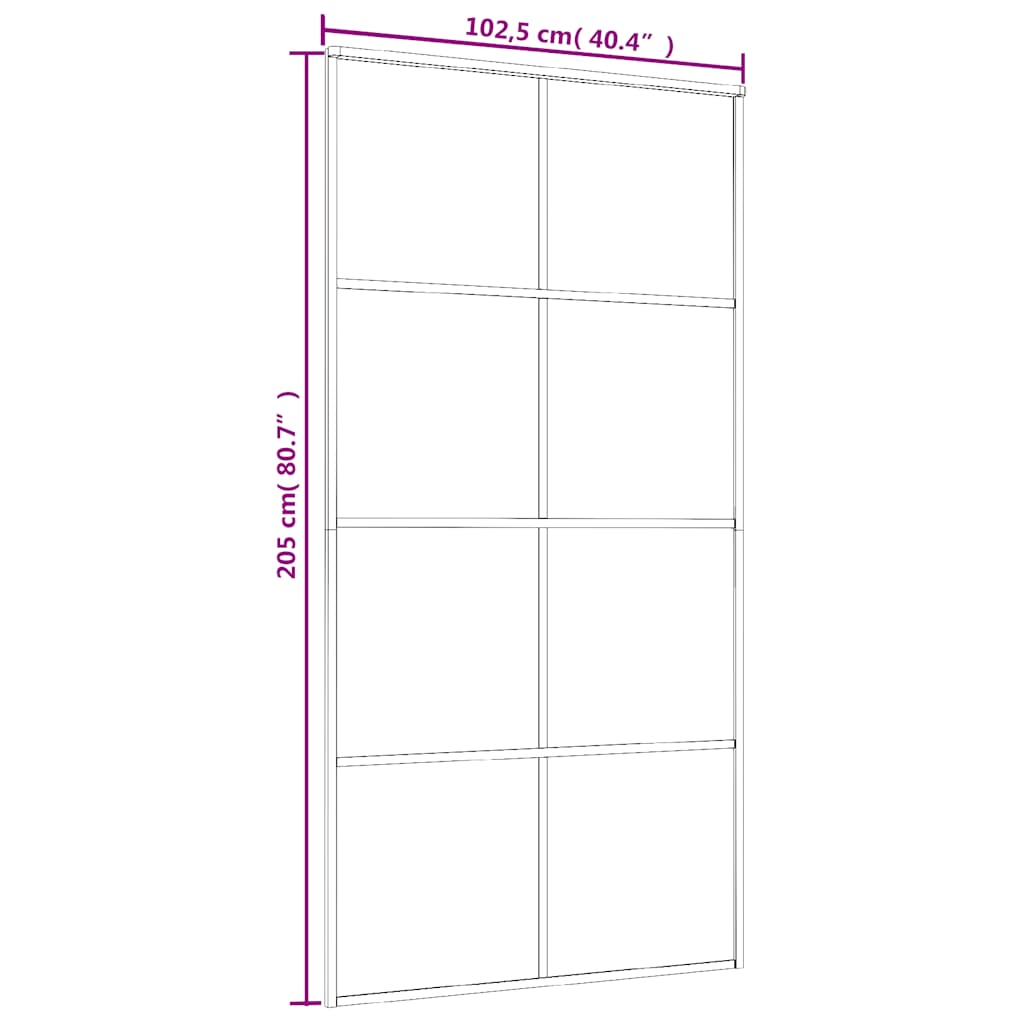 Sliding Door Black 102,5x205 cm ESG Glass and Aluminium