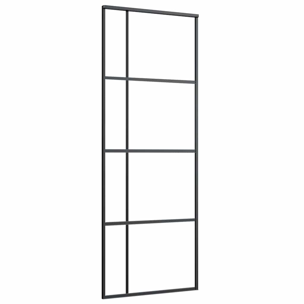 Sliding Door Frosted ESG Glass and Aluminium 76x205 cm Black