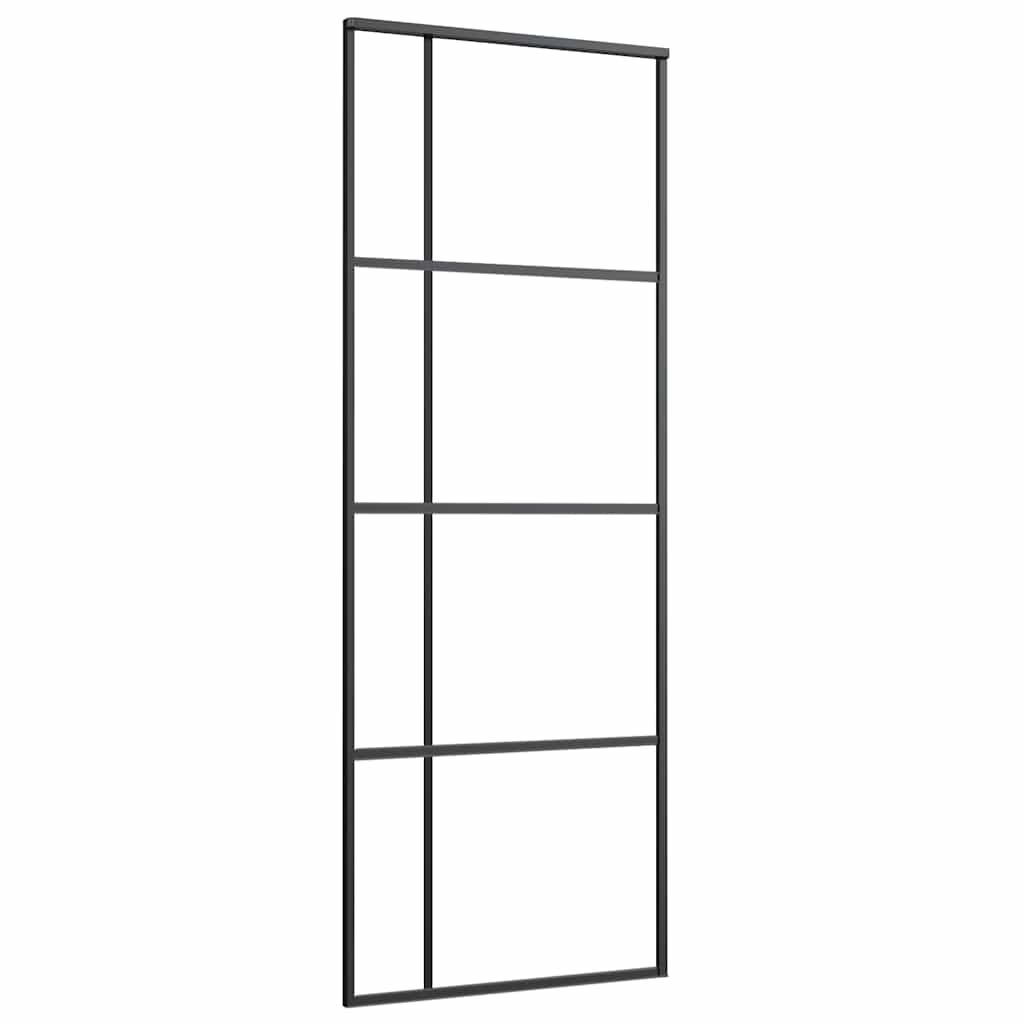 Sliding Door Frosted ESG Glass and Aluminium 76x205 cm Black