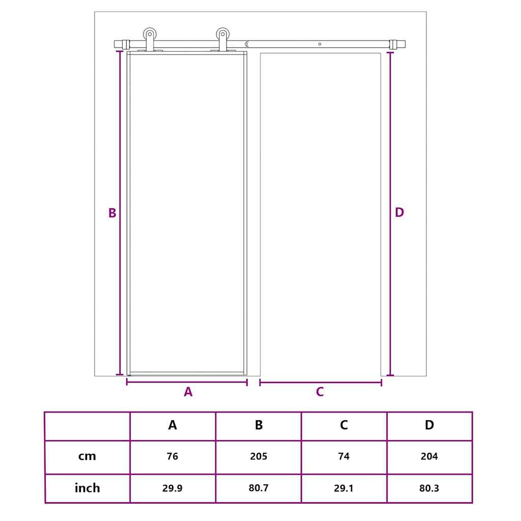 Sliding Door Frosted ESG Glass and Aluminium 76x205 cm Black