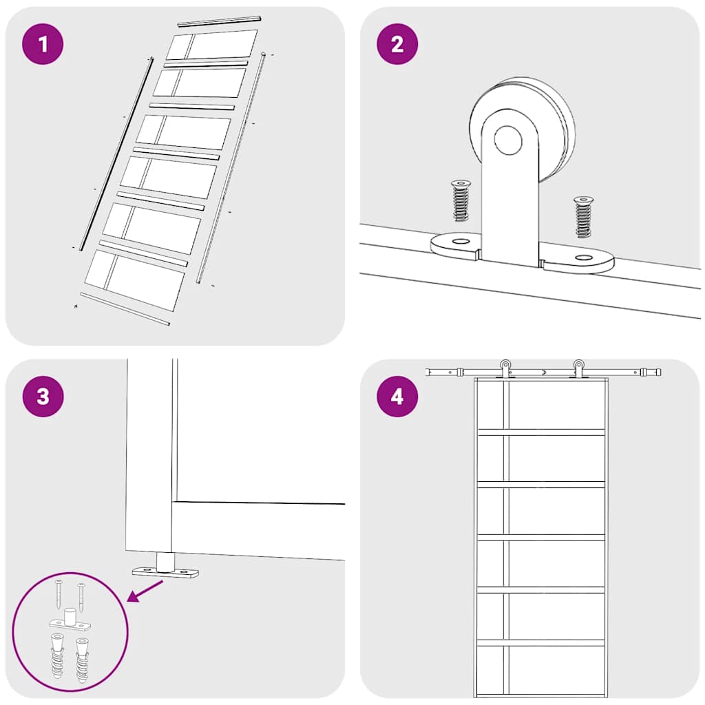 Sliding Door Frosted ESG Glass and Aluminium 90x205 cm Black