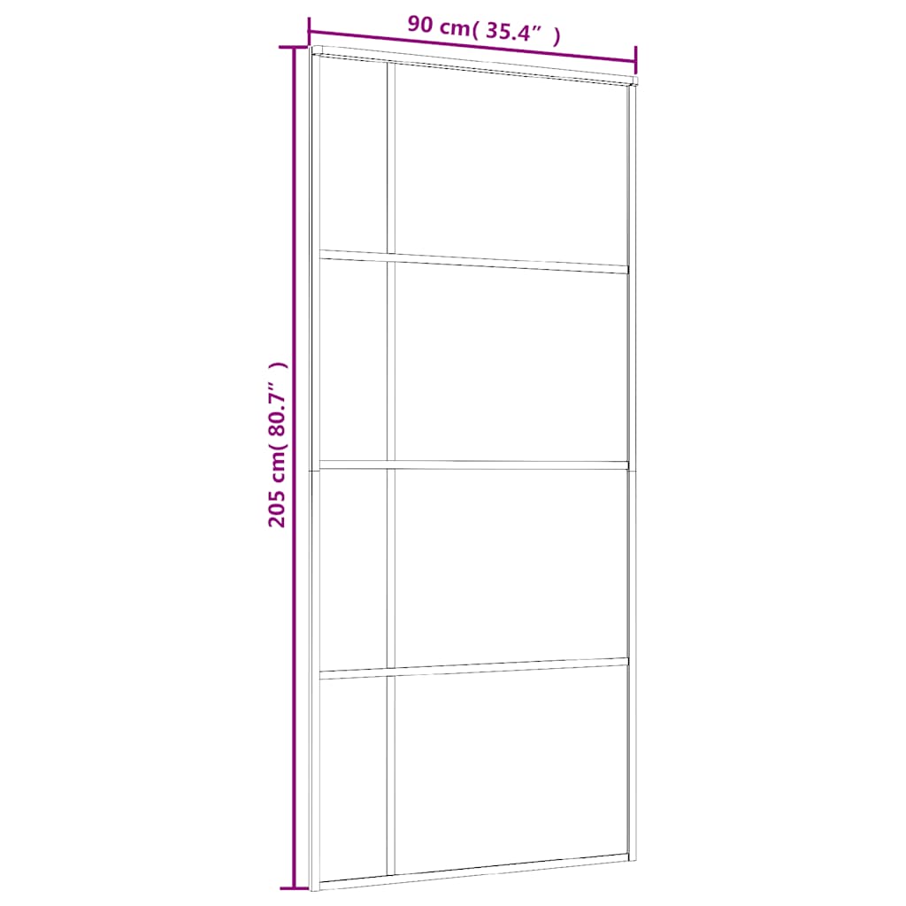 Sliding Door Frosted ESG Glass and Aluminium 90x205 cm Black