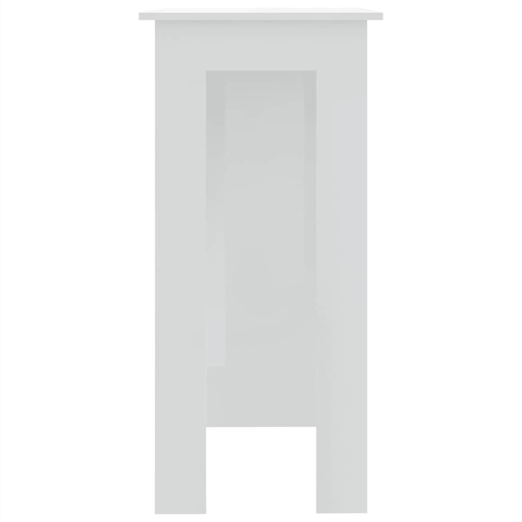 Bar Table with Shelf High Gloss White 102x50x103.5 cm Engineered Wood