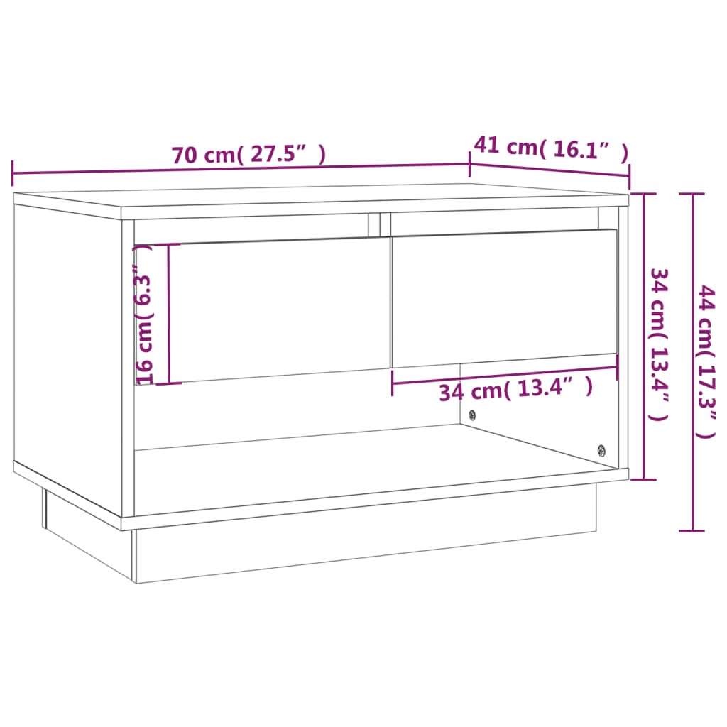 TV Cabinet Black 70x41x44 cm Engineered Wood