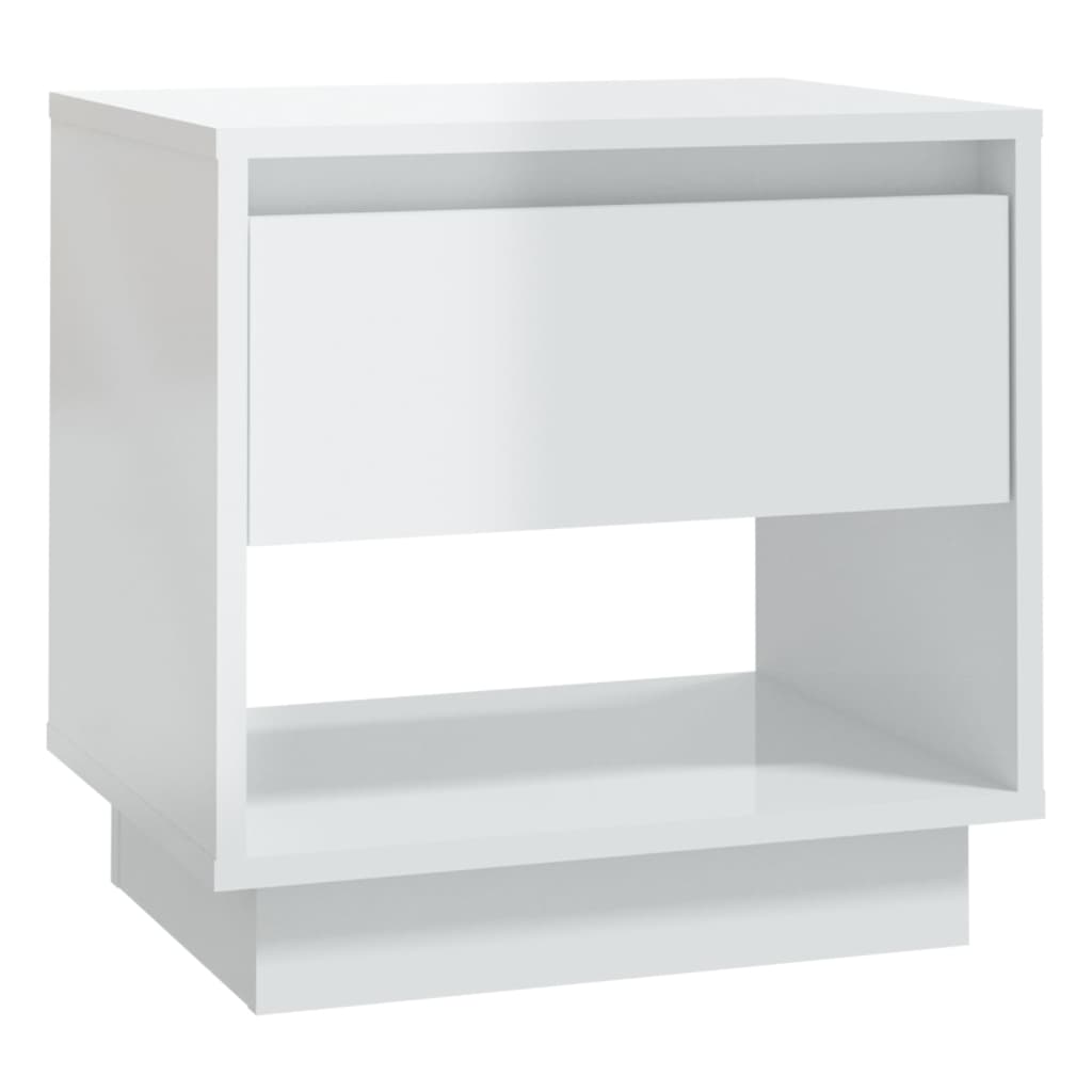 Bedside Cabinet High Gloss White 45x34x44 cm Engineered Wood