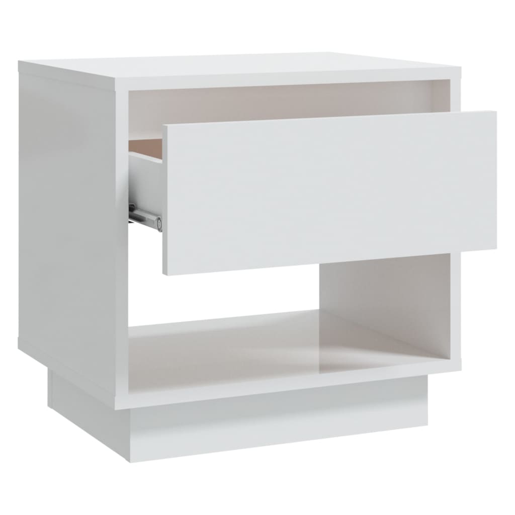 Bedside Cabinet High Gloss White 45x34x44 cm Engineered Wood