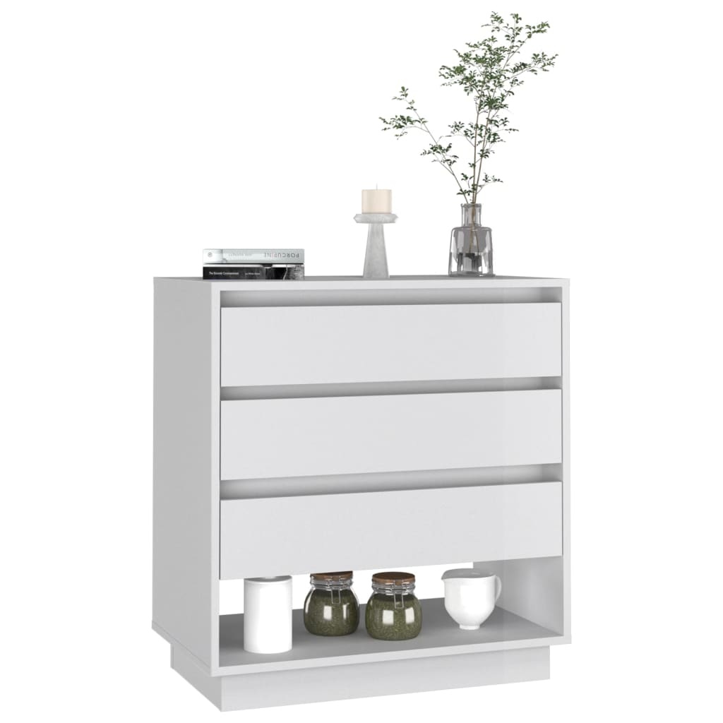 Sideboard High Gloss White 70x41x75 cm Engineered Wood