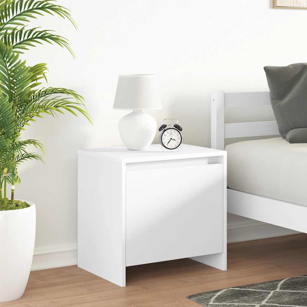 Bedside Cabinet White 45x34x44.5 cm Engineered Wood