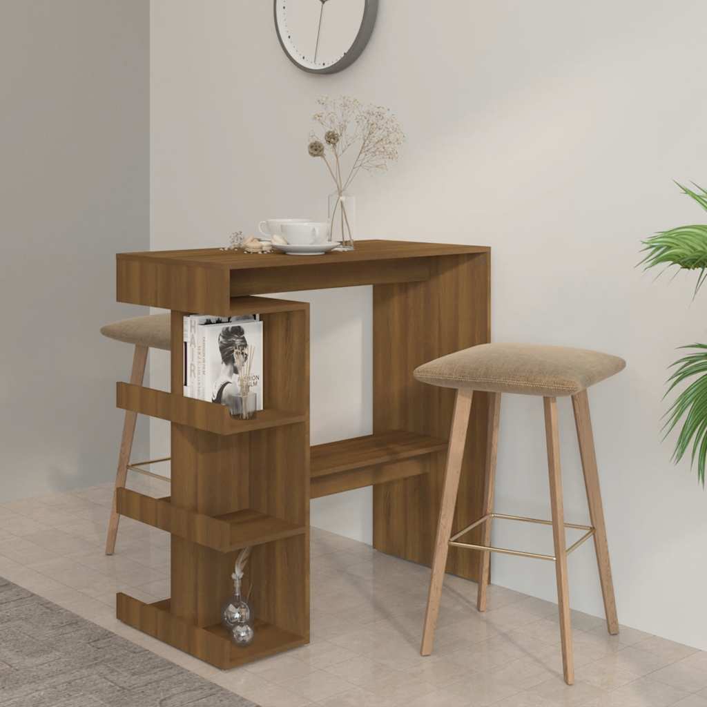 Bar Table with Storage Rack Brown Oak 100x50x101.5cm Engineered Wood