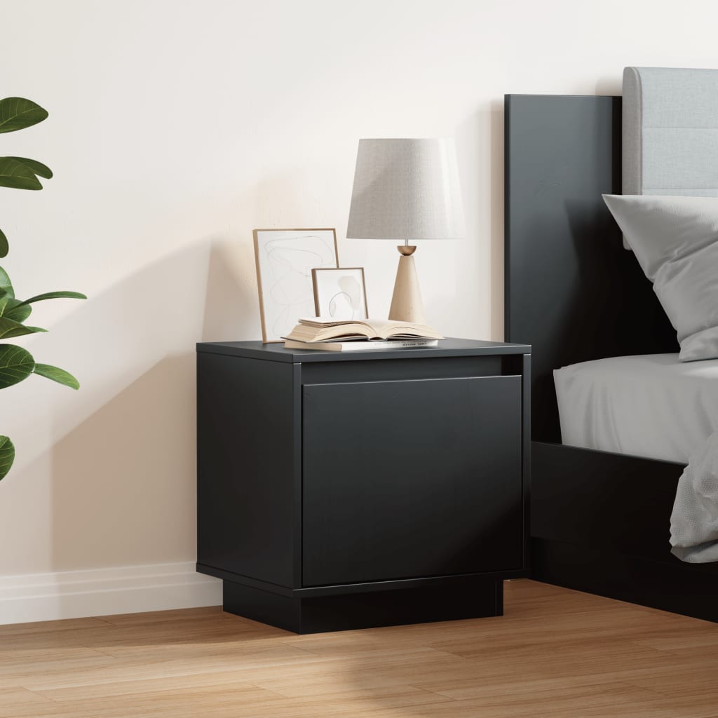 Bedside Cabinet Black 40x30x40 cm Solid Wood Pine