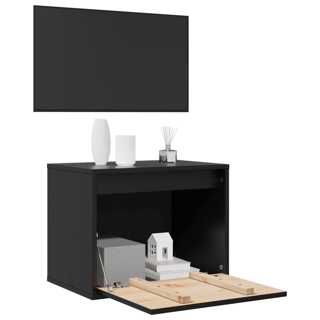 Wall Cabinet Black 45x30x35 cm Solid Wood Pine