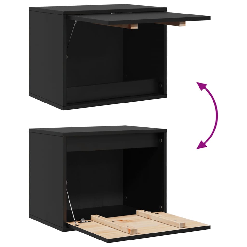 Wall Cabinet Black 45x30x35 cm Solid Wood Pine