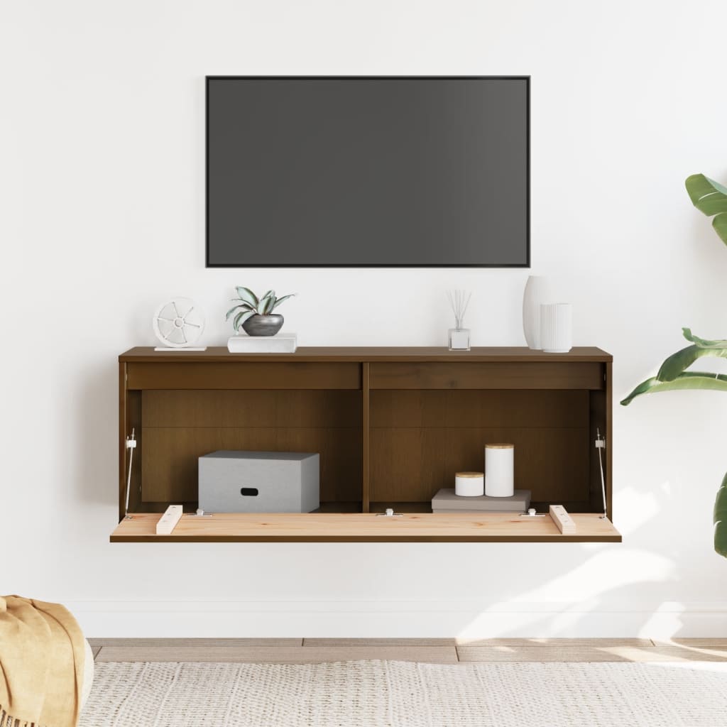 Wall Cabinet Honey Brown 100x30x35 cm Solid Wood Pine