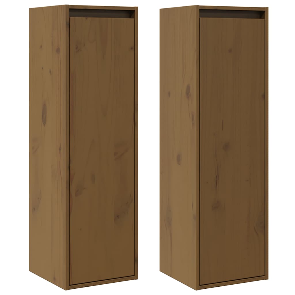 Wall Cabinets 2 pcs Honey Brown 30x30x100 cm Solid Wood Pine