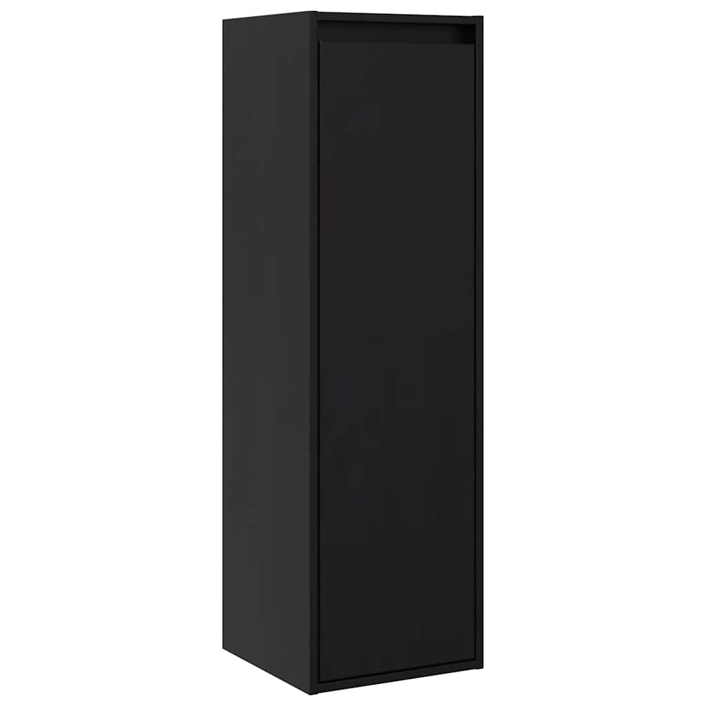 Wall Cabinet Black 30x30x100 cm Solid Wood Pine