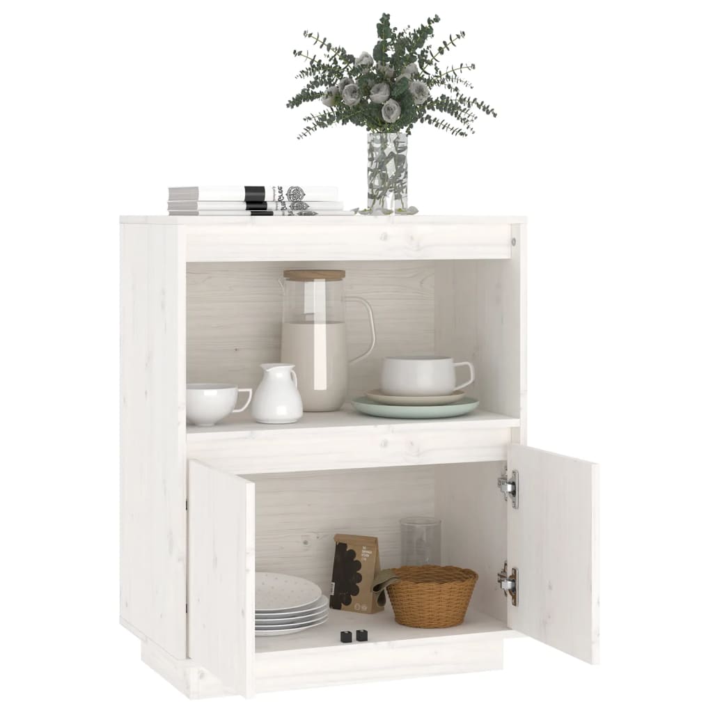 Sideboard White 60x34x75 cm Solid Wood Pine