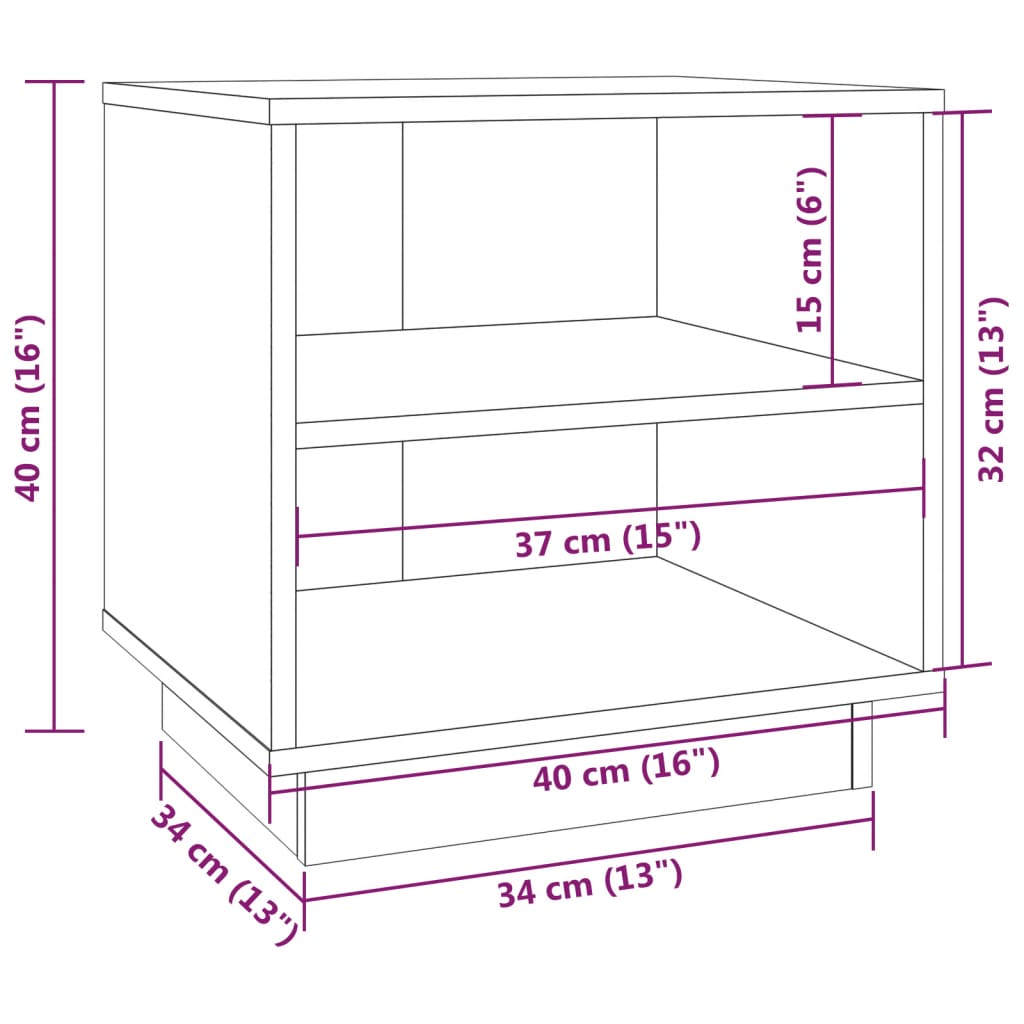 Bedside Cabinet Black 40x34x40 cm Solid Wood Pine
