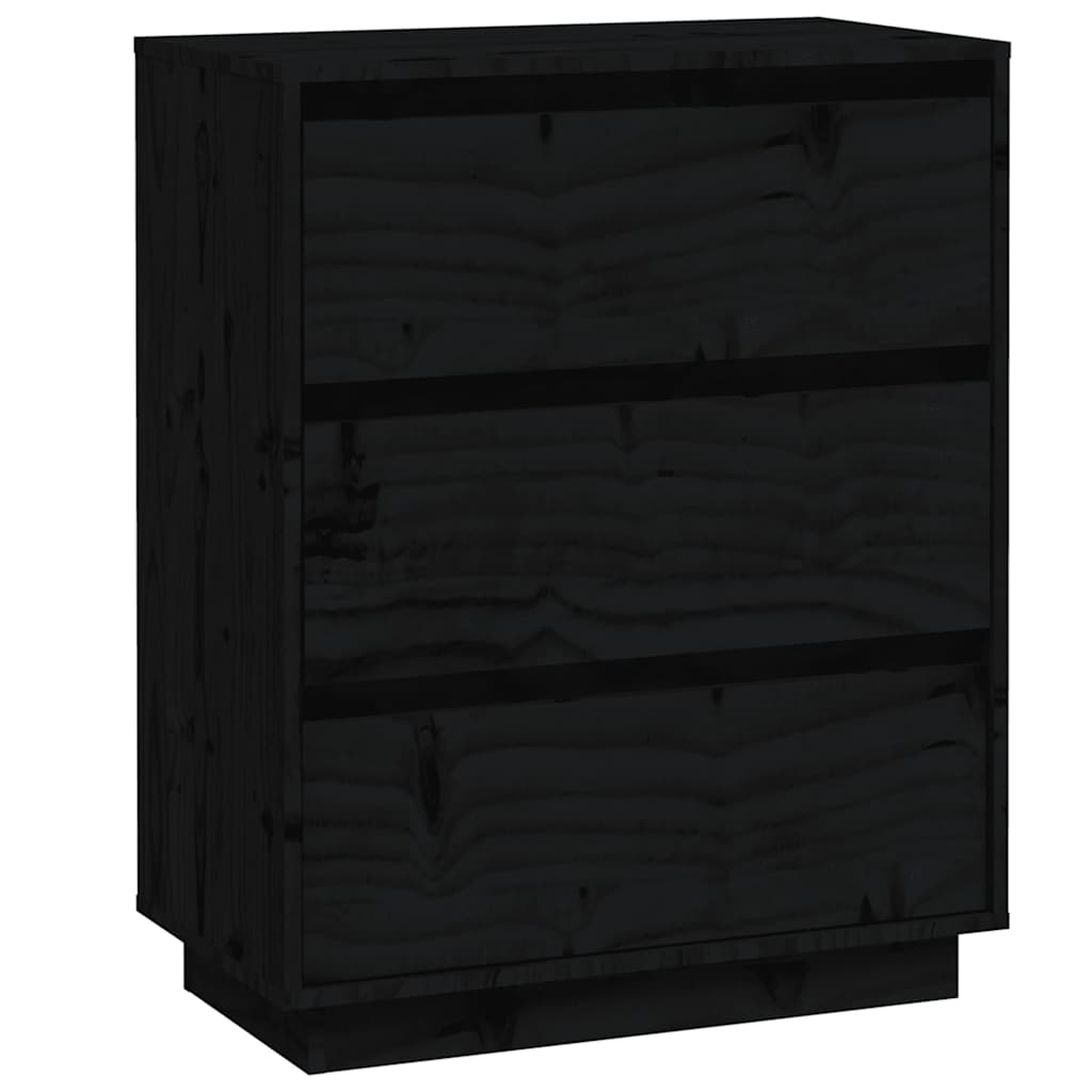 Sideboard Black 60x34x75 cm Solid Wood Pine