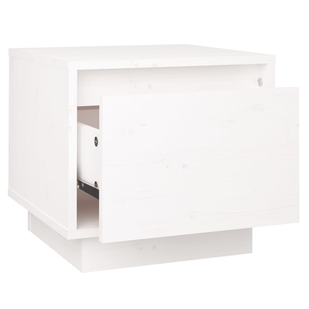 Bedside Cabinet White 35x34x32 cm Solid Wood Pine