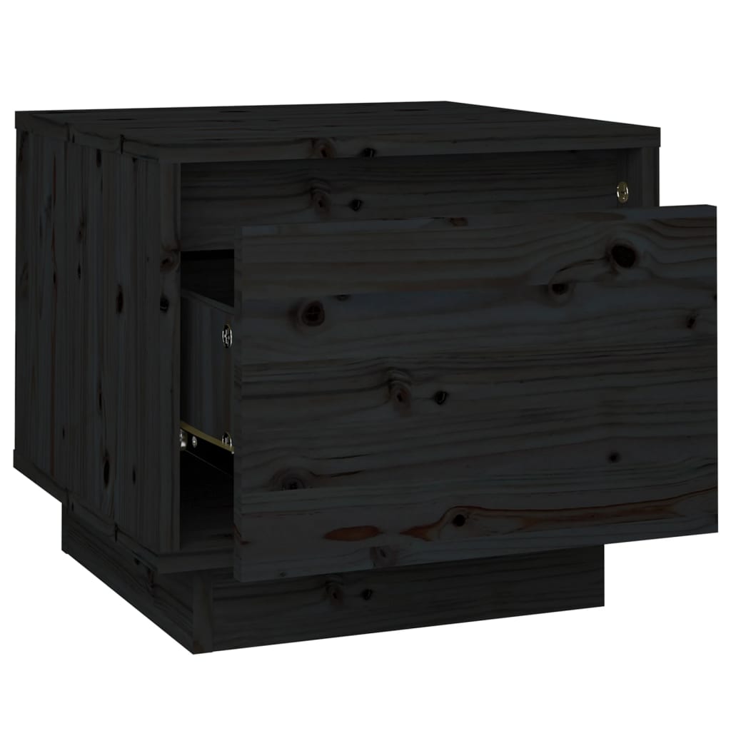 Bedside Cabinet Black 35x34x32 cm Solid Wood Pine