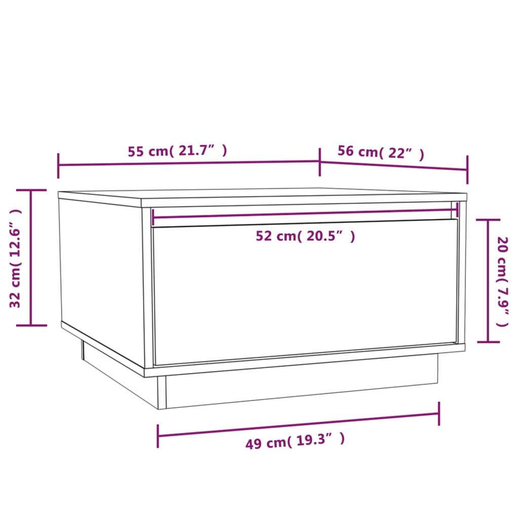 Coffee Table White 55x56x32 cm Solid Wood Pine