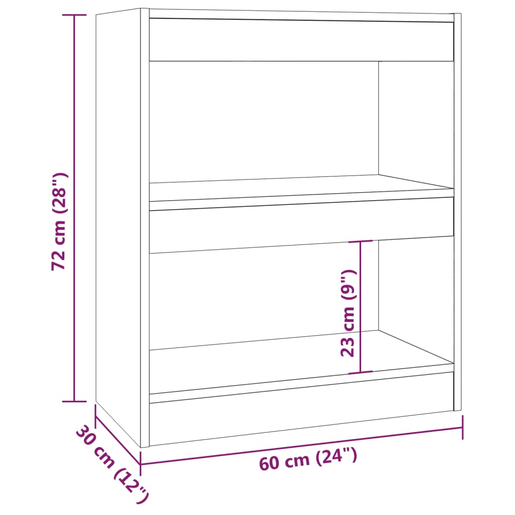 Book Cabinet/Room Divider High Gloss White 60x30x72 cm